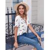 Zeagoo Womens Summer Tops Casual Short Sleeve V Neck Shirts Business Dressy Work Blouses(Print 170)
