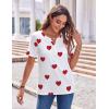 Zeagoo Womens Summer Tops Casual Short Sleeve V Neck Shirts Business Dressy Work Blouses(Red Heart)