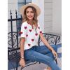 Zeagoo Womens Summer Tops Casual Short Sleeve V Neck Shirts Business Dressy Work Blouses(Red Heart)