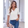 Zeagoo Womens Summer Tops Casual Short Sleeve V Neck Shirts Business Dressy Work Blouses(White)