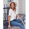 Zeagoo Womens Summer Tops Casual Short Sleeve V Neck Shirts Business Dressy Work Blouses(White)