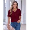 Zeagoo Womens Summer Tops Casual Short Sleeve V Neck Shirts Business Dressy Work Blouses(Wine Red)