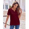 Zeagoo Womens Summer Tops Casual Short Sleeve V Neck Shirts Business Dressy Work Blouses(Wine Red)