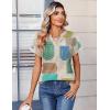 Zeagoo Womens Tops Short Sleeve Summer V Neck Shirts Work Blouses Business Outfits Fashion Clothing(Black Khaki Dots)