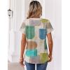 Zeagoo Womens Tops Short Sleeve Summer V Neck Shirts Work Blouses Business Outfits Fashion Clothing(Black Khaki Dots)