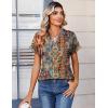 Zeagoo Womens Tops Short Sleeve Summer V Neck Shirts Work Blouses Business Outfits Fashion Clothing(Boho Mz721)