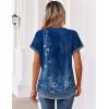 Zeagoo Womens Tops Short Sleeve Summer V Neck Shirts Work Blouses Business Outfits Fashion Clothing(Floral Blue)