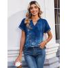 Zeagoo Womens Tops Short Sleeve Summer V Neck Shirts Work Blouses Business Outfits Fashion Clothing(Floral Blue)