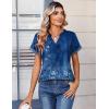 Zeagoo Womens Tops Short Sleeve Summer V Neck Shirts Work Blouses Business Outfits Fashion Clothing(Floral Blue)