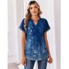 Zeagoo Womens Tops Short Sleeve Summer V Neck Shirts Work Blouses Business Outfits Fashion Clothing(Floral Blue)