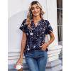 Zeagoo Womens Tops Short Sleeve Summer V Neck Shirts Work Blouses Business Outfits Fashion Clothing(Floral Navy)