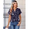 Zeagoo Womens Tops Short Sleeve Summer V Neck Shirts Work Blouses Business Outfits Fashion Clothing(Floral Navy)