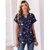 Zeagoo Womens Tops Short Sleeve Summer V Neck Shirts Work Blouses Business Outfits Fashion Clothing(Floral Navy)
