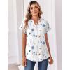 Zeagoo Womens Tops Short Sleeve Summer V Neck Shirts Work Blouses Business Outfits Fashion Clothing(Floral White)