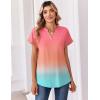 Zeagoo Womens Tops Short Sleeve Summer V Neck Shirts Work Blouses Business Outfits Fashion Clothing(Gradient 218)