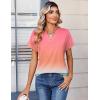 Zeagoo Womens Tops Short Sleeve Summer V Neck Shirts Work Blouses Business Outfits Fashion Clothing(Gradient 218)