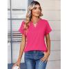 Zeagoo Womens Tops Short Sleeve Summer V Neck Shirts Work Blouses Business Outfits Fashion Clothing(Hot Pink)