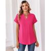 Zeagoo Womens Tops Short Sleeve Summer V Neck Shirts Work Blouses Business Outfits Fashion Clothing(Hot Pink)