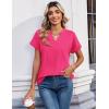 Zeagoo Womens Tops Short Sleeve Summer V Neck Shirts Work Blouses Business Outfits Fashion Clothing(Hot Pink)