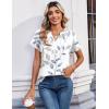 Zeagoo Womens Tops Short Sleeve Summer V Neck Shirts Work Blouses Business Outfits Fashion Clothing(Leaf White)