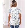 Zeagoo Womens Tops Short Sleeve Summer V Neck Shirts Work Blouses Business Outfits Fashion Clothing(Leaf White)