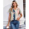 Zeagoo Womens Tops Short Sleeve Summer V Neck Shirts Work Blouses Business Outfits Fashion Clothing(Multicolor 923)
