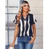 Zeagoo Womens Tops Short Sleeve Summer V Neck Shirts Work Blouses Business Outfits Fashion Clothing(Striped 327)