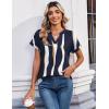 Zeagoo Womens Tops Short Sleeve Summer V Neck Shirts Work Blouses Business Outfits Fashion Clothing(Striped 327)