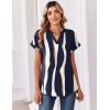 Zeagoo Womens Tops Short Sleeve Summer V Neck Shirts Work Blouses Business Outfits Fashion Clothing(Striped 327)