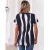 Zeagoo Womens Tops Short Sleeve Summer V Neck Shirts Work Blouses Business Outfits Fashion Clothing(Striped 327)