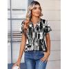 Zeagoo Womens Tops Short Sleeve Summer V Neck Shirts Work Blouses Business Outfits Fashion Clothing(Striped 332)