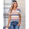 Zeagoo Womens Tops Short Sleeve Summer V Neck Shirts Work Blouses Business Outfits Fashion Clothing(Striped 669)