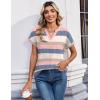 Zeagoo Womens Tops Short Sleeve Summer V Neck Shirts Work Blouses Business Outfits Fashion Clothing(Striped 669)