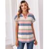Zeagoo Womens Tops Short Sleeve Summer V Neck Shirts Work Blouses Business Outfits Fashion Clothing(Striped 669)