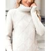 Zeagoo Women’s Turtleneck Sweater Fall Winter 2026 Long Sleeve Chunky Knitted Trendy Pullover Tops(White)