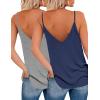 Zeagoo Womens V Neck Camisole Tank Top Strap Sleeveless T Shirt Casual Loose Vest Blouse – S-XXL(2 Pack-blue and Light Grey)