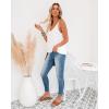 Zeagoo Womens V Neck Camisole Tank Top Strap Sleeveless T Shirt Casual Loose Vest Blouse – S-XXL(Aa-white)