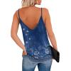 Zeagoo Womens V Neck Camisole Tank Top Strap Sleeveless T Shirt Casual Loose Vest Blouse – S-XXL(Floral Blue)