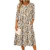 Zeagoo 3/4 Sleeve Women’s Dress Casual Flowy A-Line Midi Tshirt Dresses with Pockets Crewneck Vocation Boho Beach Sundress(Apricot Floral)