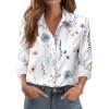 Zeagoo Button Down Shirts for Women Dressy Floral Printed Long Sleeve Blouse Business Casual Work Tops(Bf112)