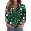 Zeagoo Button Down Shirts for Women Dressy Floral Printed Long Sleeve Blouse Business Casual Work Tops(Christmas Green)