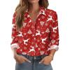 Zeagoo Button Down Shirts for Women Dressy Floral Printed Long Sleeve Blouse Business Casual Work Tops(Christmas Red)
