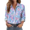 Zeagoo Button Down Shirts for Women Dressy Floral Printed Long Sleeve Blouse Business Casual Work Tops(Cx183)