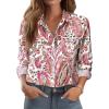 Zeagoo Button Down Shirts for Women Dressy Floral Printed Long Sleeve Blouse Business Casual Work Tops(Cx244)