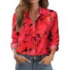 Zeagoo Button Down Shirts for Women Dressy Floral Printed Long Sleeve Blouse Business Casual Work Tops(Dh698)