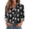 Zeagoo Button Down Shirts for Women Dressy Floral Printed Long Sleeve Blouse Business Casual Work Tops(Halloween Black)