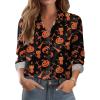 Zeagoo Button Down Shirts for Women Dressy Floral Printed Long Sleeve Blouse Business Casual Work Tops(Halloween Orange)