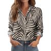Zeagoo Button Down Shirts for Women Dressy Floral Printed Long Sleeve Blouse Business Casual Work Tops(Irregular Stripe)