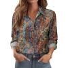 Zeagoo Button Down Shirts for Women Dressy Floral Printed Long Sleeve Blouse Business Casual Work Tops(Mz721)