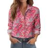 Zeagoo Button Down Shirts for Women Dressy Floral Printed Long Sleeve Blouse Business Casual Work Tops(Mz750)